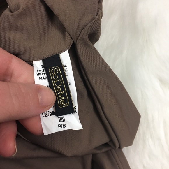 So Do Mel Fawn Beige The Ruched Halter One-Piece - Picture 4 of 5